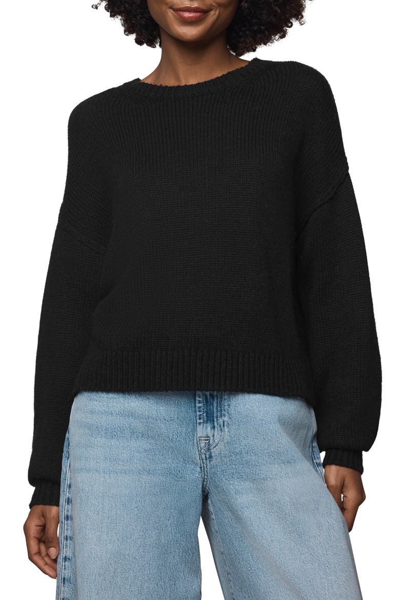 Delaney Crewneck Cotton Blend Sweater, Main, color, BLACK