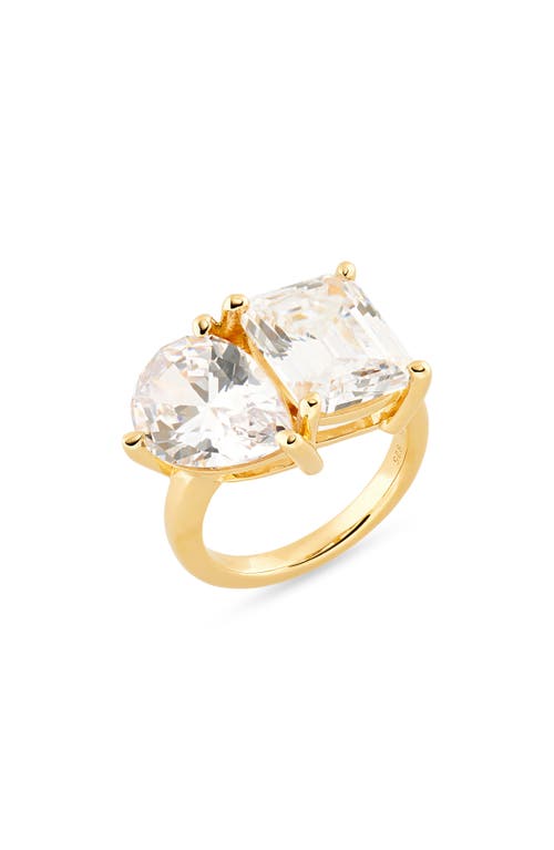 JUDITH LEIBER COUTURE Cubic Zirconia Cocktail Ring in Gold Clear 