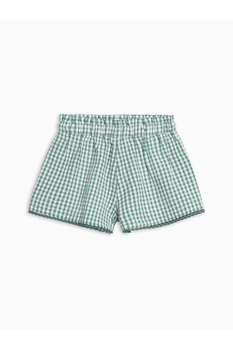 Organic Patty Seesucker Scalloped Trim Short, Alternate, color, Laguna Gingham