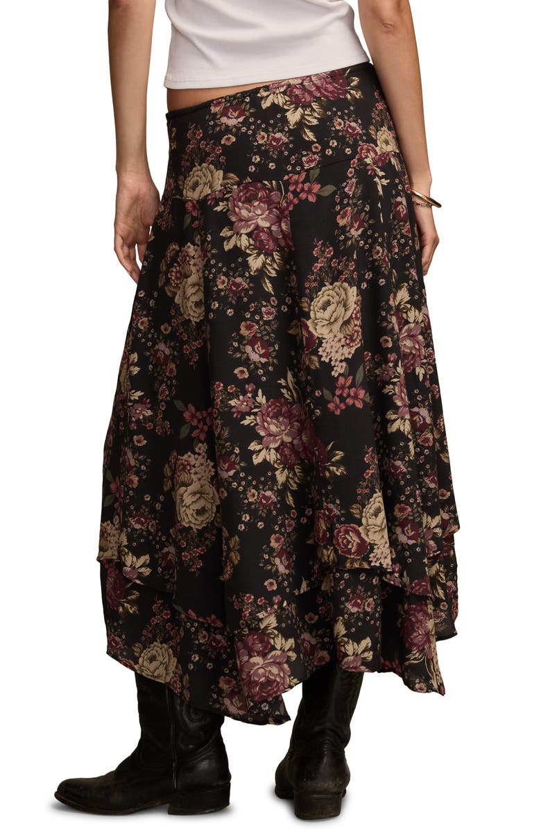Lucky Brand Floral Drop Waist Maxi Skirt, Alternate, color, Black Floral