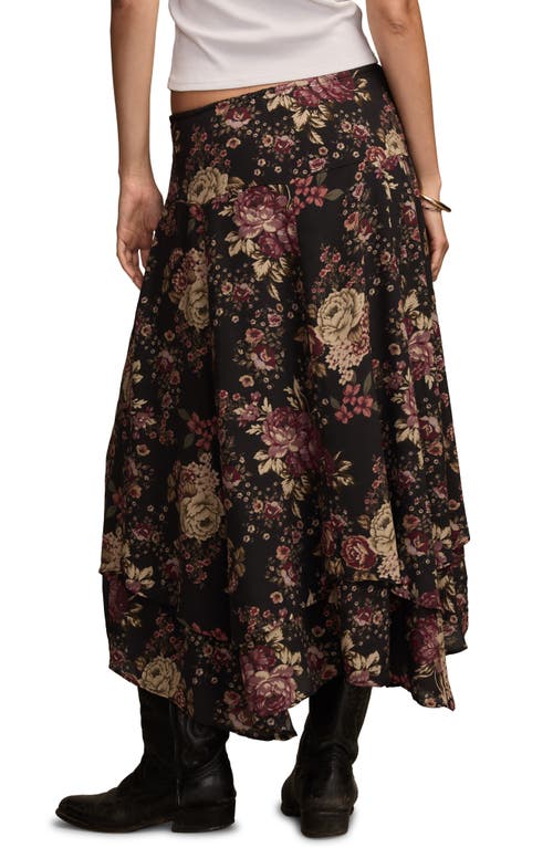 Lucky Brand Floral Drop Waist Maxi Skirt In Black