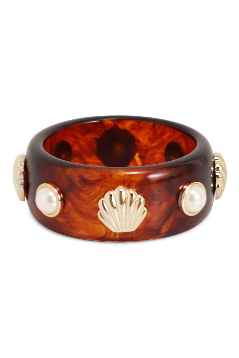 Detailed Resin Bangle Bracelet, Main, color, BROWN