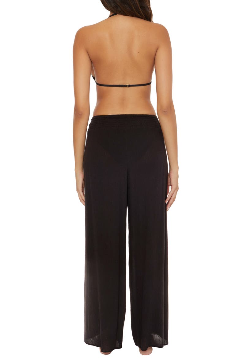 Ponza Lace-Up Wide Leg Cover-Up Pants, Alternate, color, BLACK