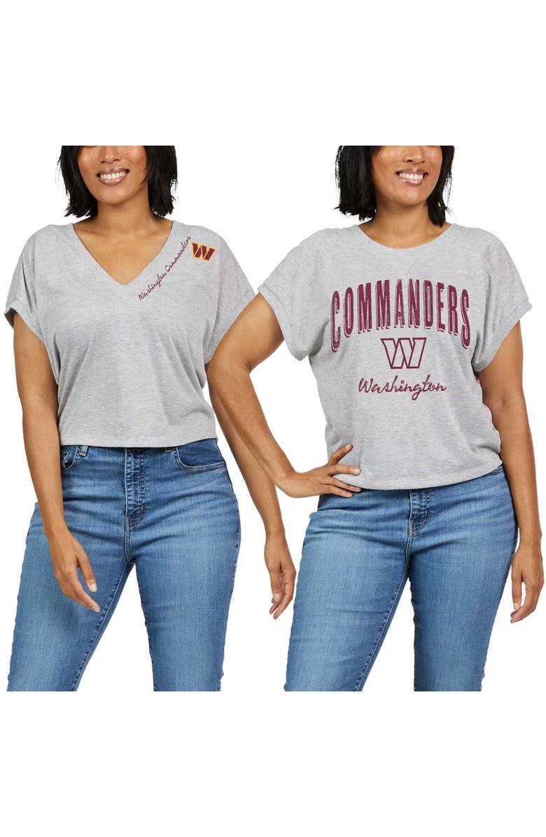 WEAR by Erin Andrews Women's WEAR by Erin Andrews Heather Gray Washington Commanders Reversible T-Shirt, Alternate, color,