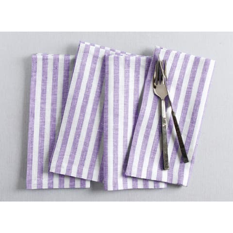 Linen Dinner Napkins - Amalfi Stripe, 20" x 20" Inch