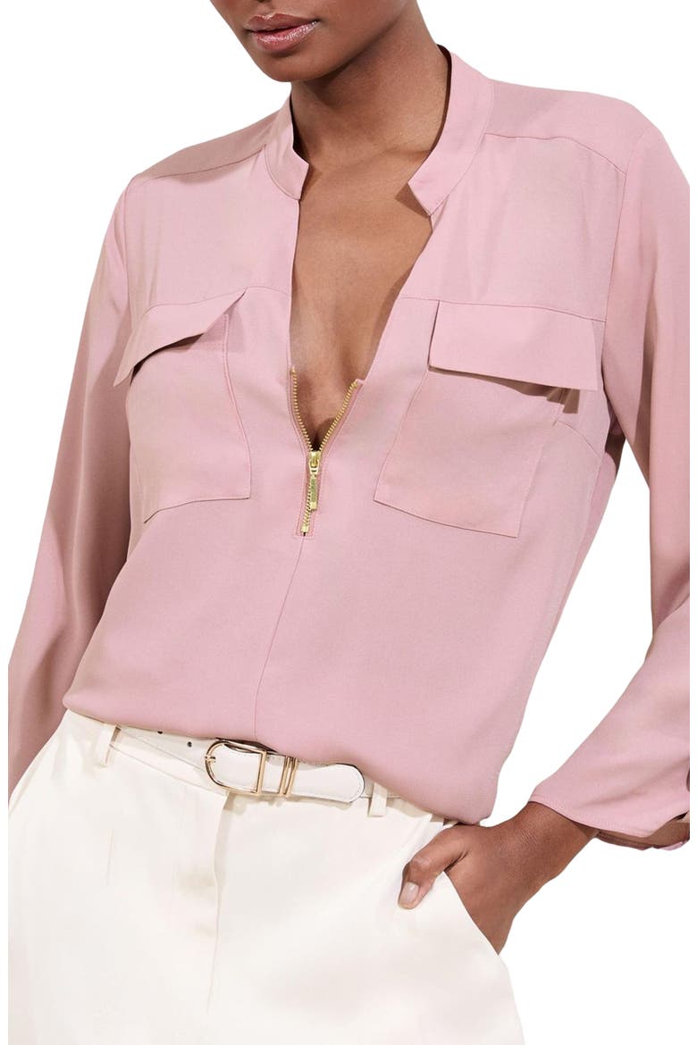 Half Zip Utility Top, Main, color, PINK