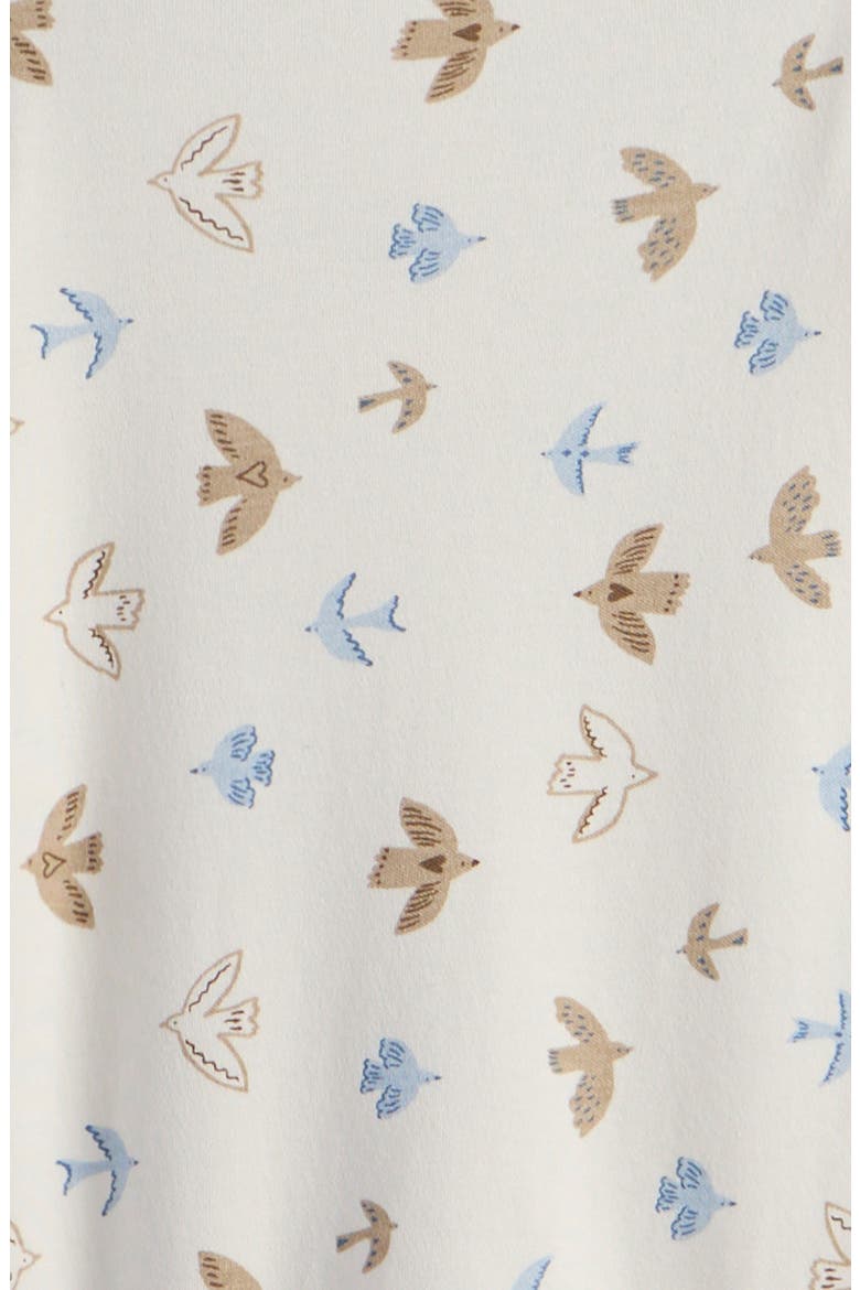 Print Romper & Hat Set, Alternate, color, IVORY- TAN HEART BIRDS