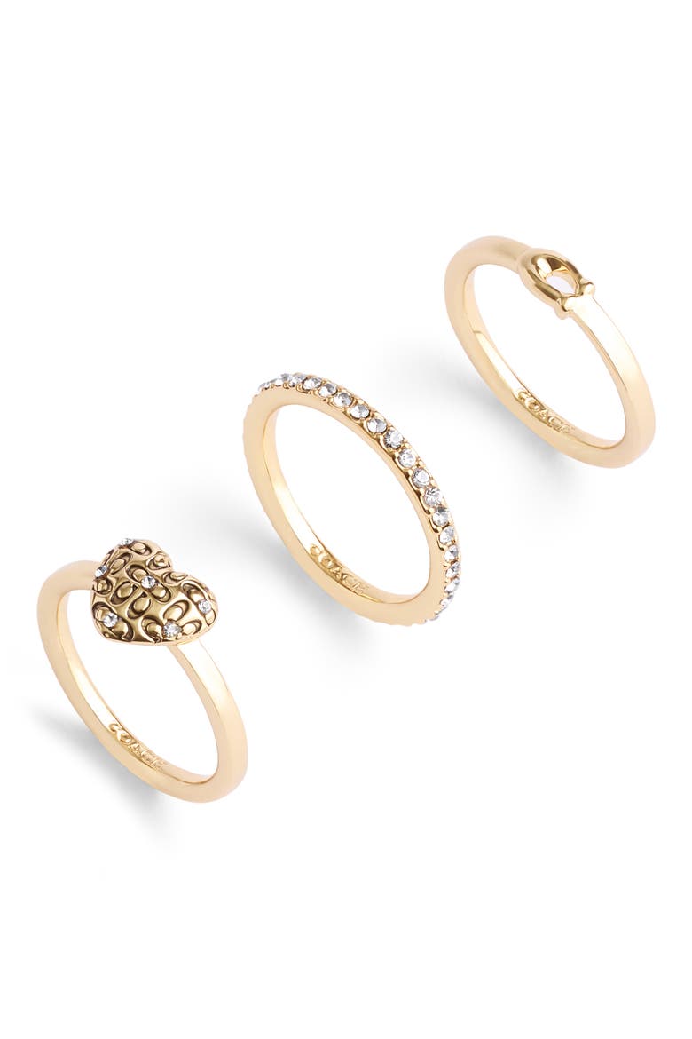 C-Motif Stack Ring Set, Alternate, color, CRYSTAL/ GOLD