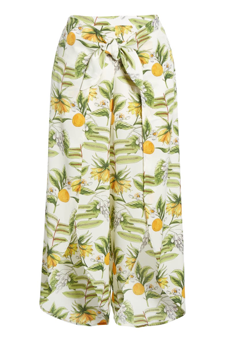 Limonada Citrus Print Split Culottes, Alternate, color, IVORY/ YELLOW