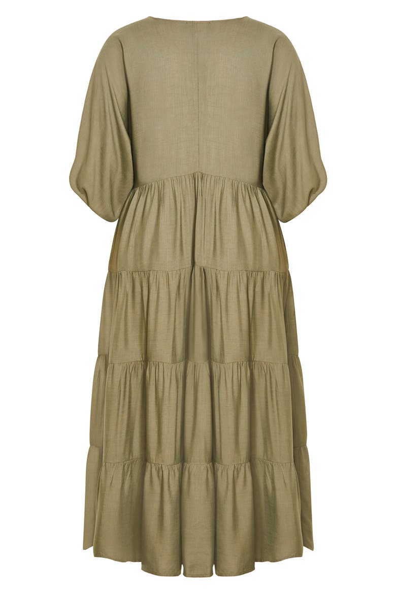 Jenna Tiered Maxi Dress, Alternate, color, KHAKI