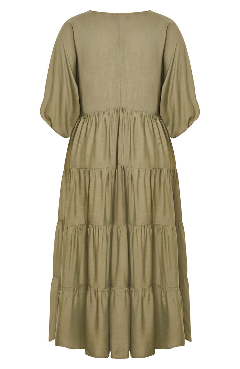 City Chic Jenna Tiered Maxi Dress, Alternate, color, Khaki
