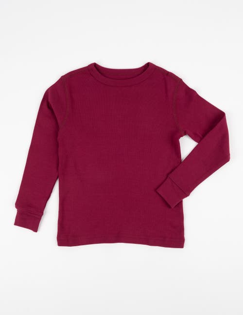 Leveret Kids Long Sleeve T-shirt, 100% Cotton, Solid Colors In Burgundy