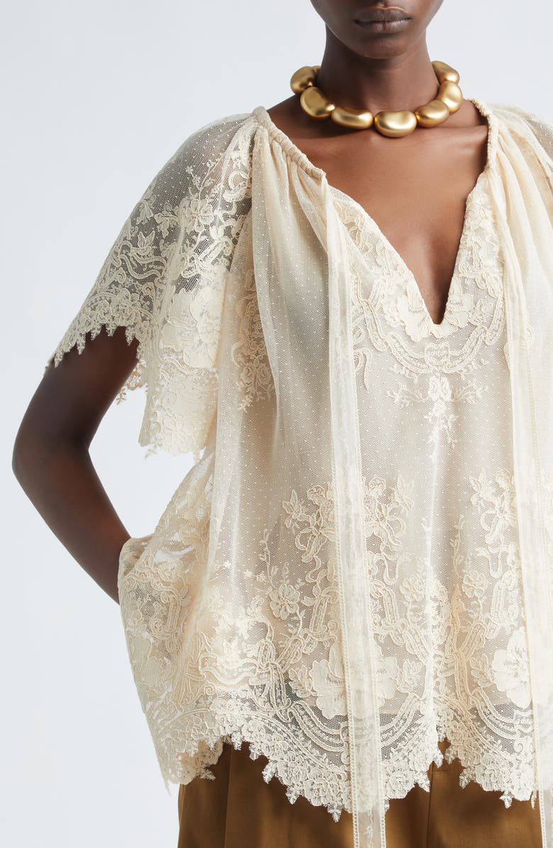 Zimmermann Luna Lace Flutter Top, Alternate, color, Cream