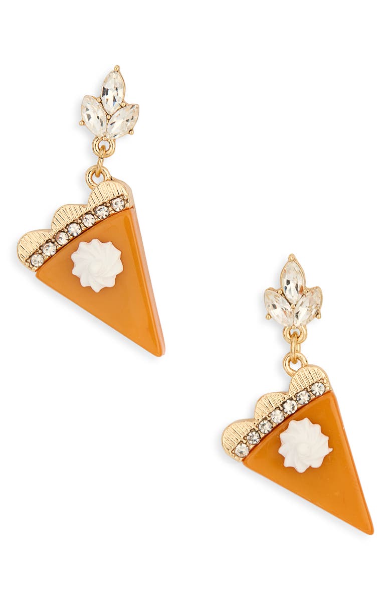 Leith Pumpkin Pie Drop Earrings, Main, color, Orange Multi- Gold