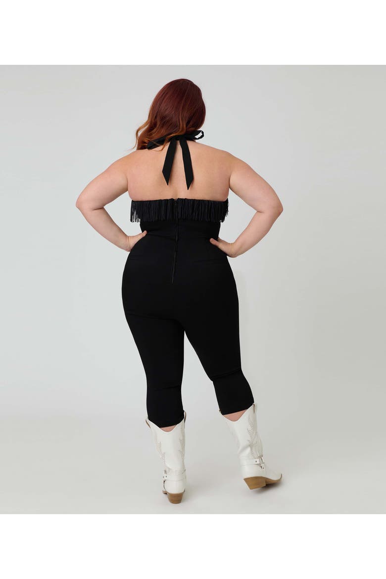 Plus Size Western Maines Jumpsuit, Alternate, color, Black Solid