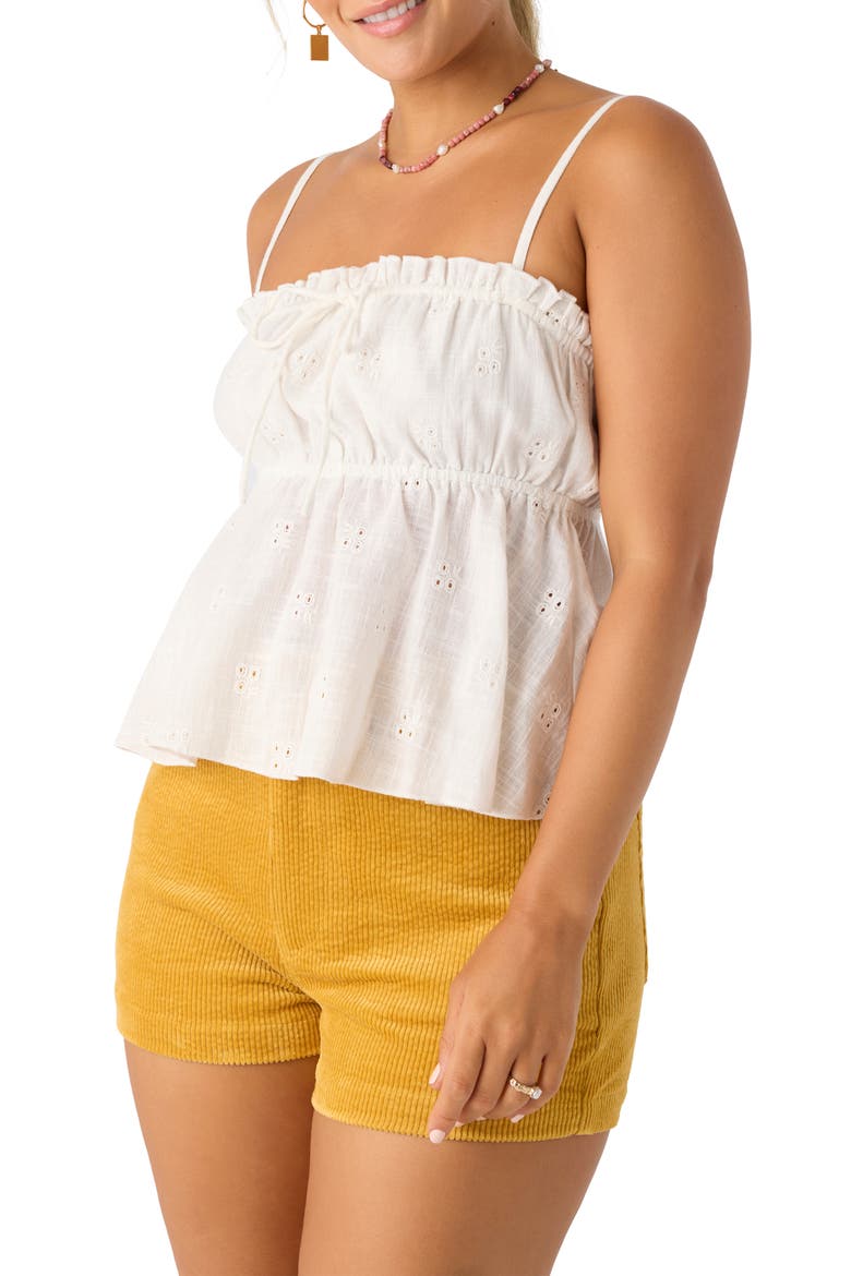 Alexia Eyelet Cotton Babydoll Camisole, Alternate, color, WHITE
