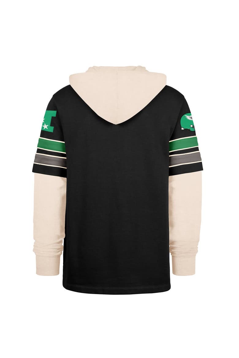 Men's '47  Black Philadelphia Eagles Throwback Split Zone Cornerback Duo Hoodie, Alternate, color, Black