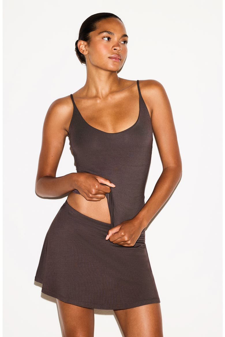 Smooth Lounge Pajama Mini Skort, Alternate, color, RAISIN