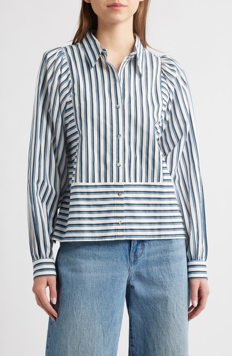 Cleobella Isadora Stripe Cotton & Linen Shirt, Main, color, 