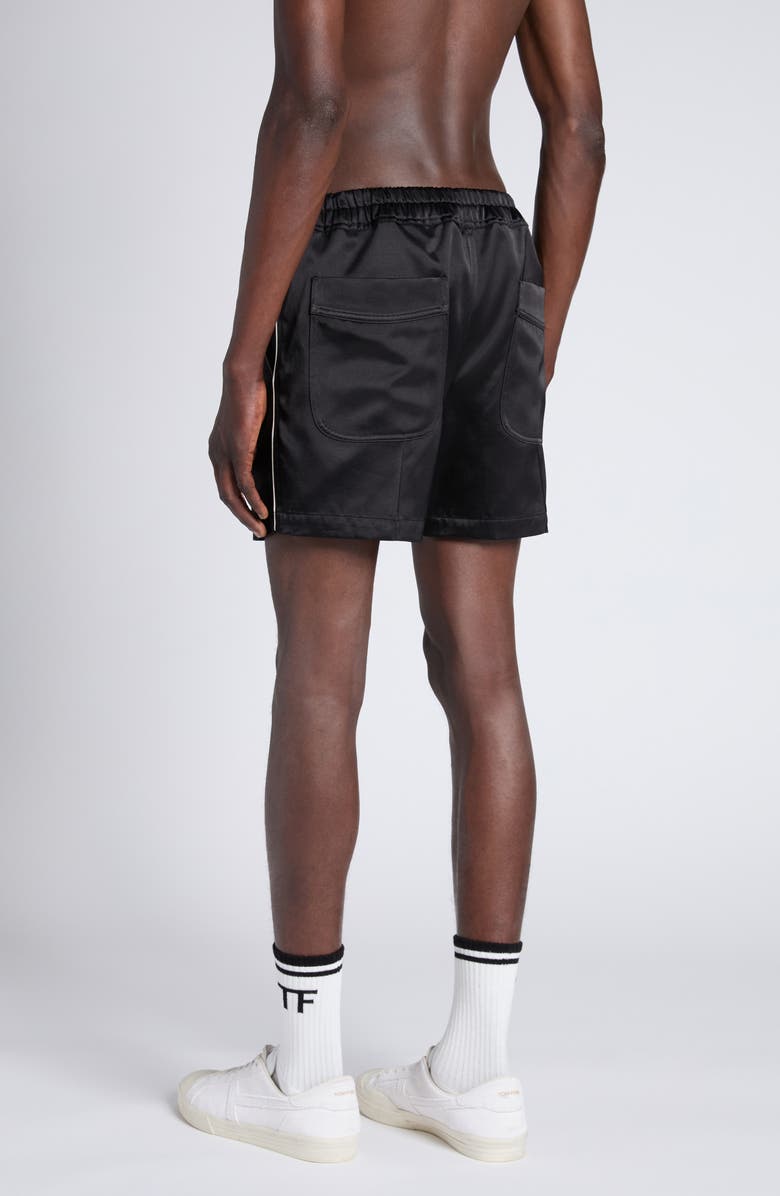 TOM FORD Piped Satin Shorts, Alternate, color, Xbkwh Black/ White