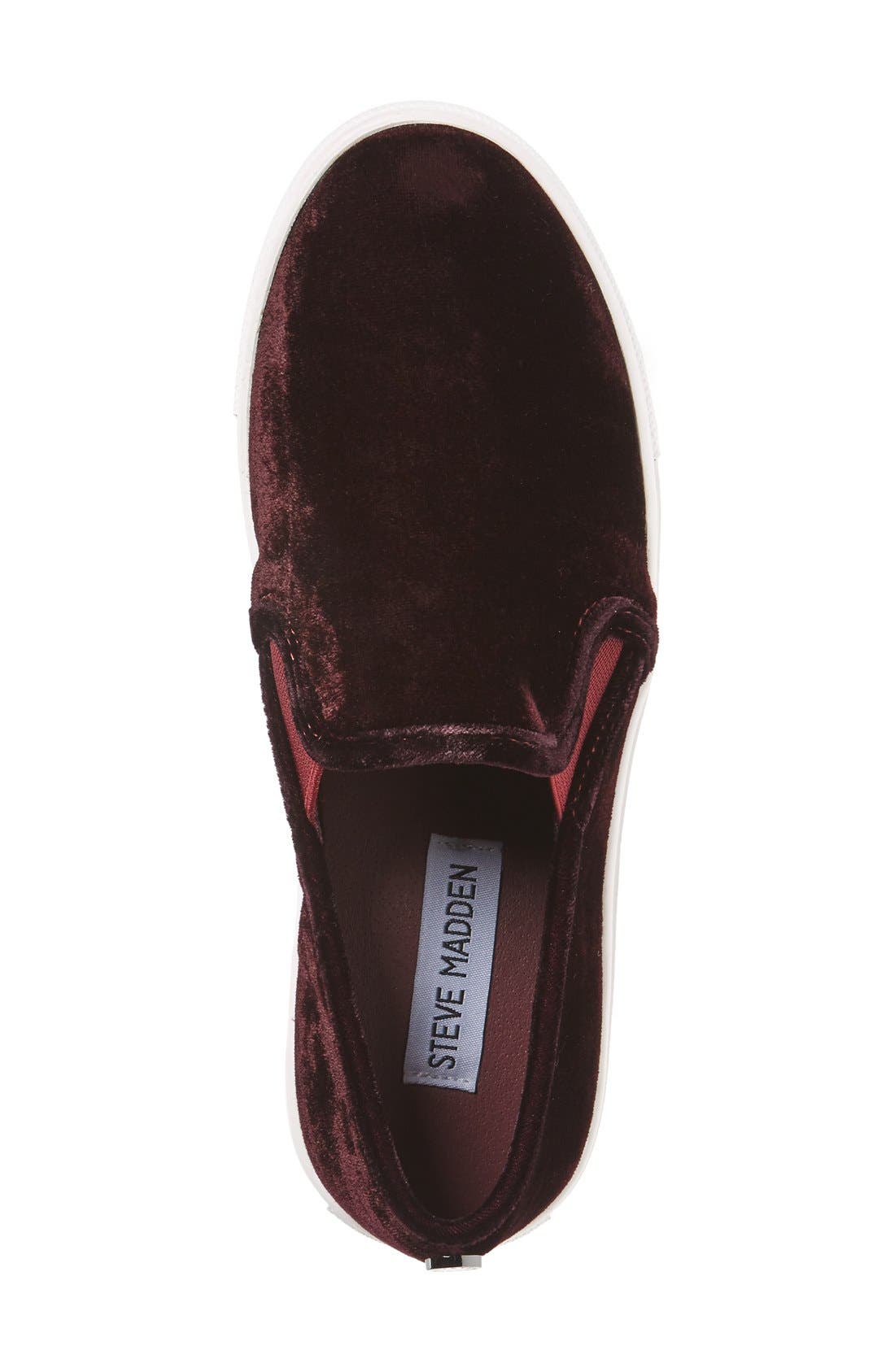 Ecntrcv Slip-On Sneaker, Alternate, color, BURGUNDY VELVET