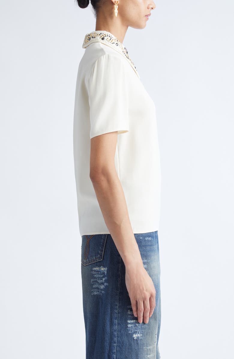 Versace Embellished Collar Shirt, Alternate, color, Ivory