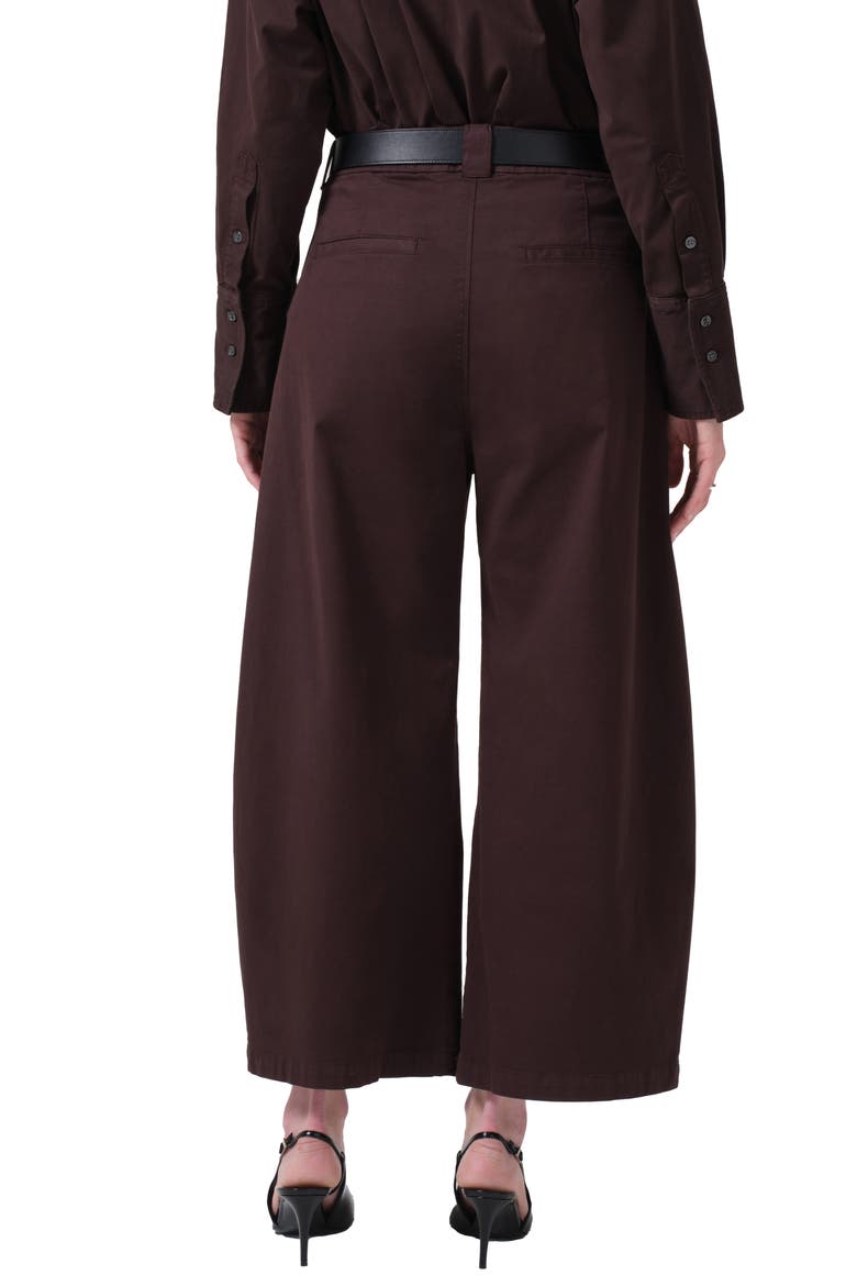 Cara Pleated High Waist Crop Pants, Alternate, color, CLOVE