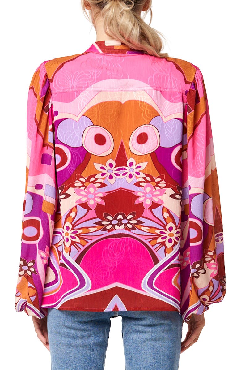 CIEBON Tess Print Puff Sleeve Blouse, Alternate, color, Pink Multi