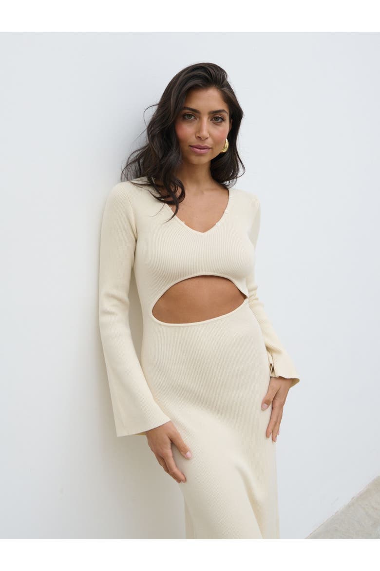 Zahra Cut Out Button Knit Maxi Dress, Alternate, color, Cream