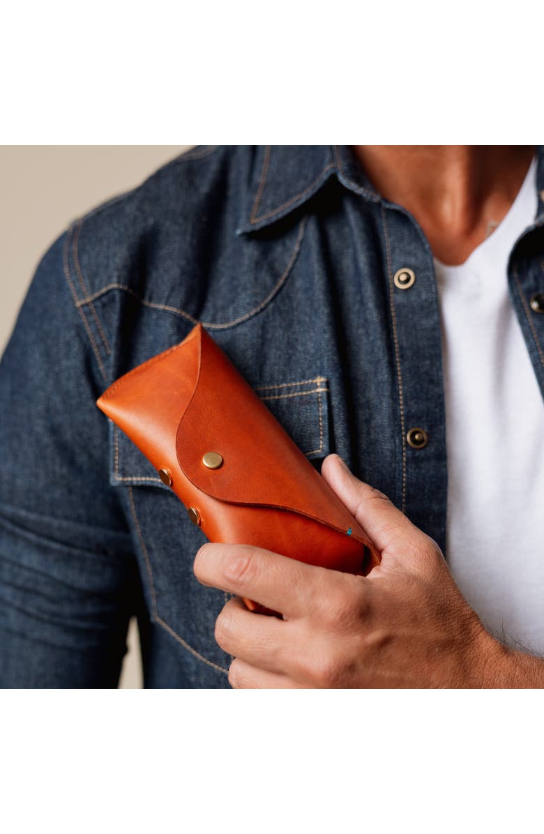 Bluebonnet The Companion Horween Leather Sunglass Case, Alternate, color, English Tan