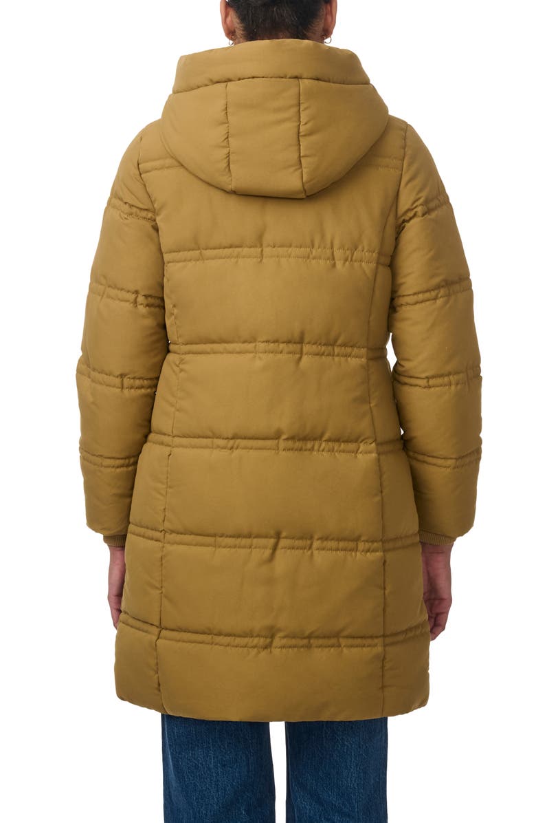Bernardo Minimalist Double Needle Stitched Puffer Coat, Alternate, color, Desert Sand
