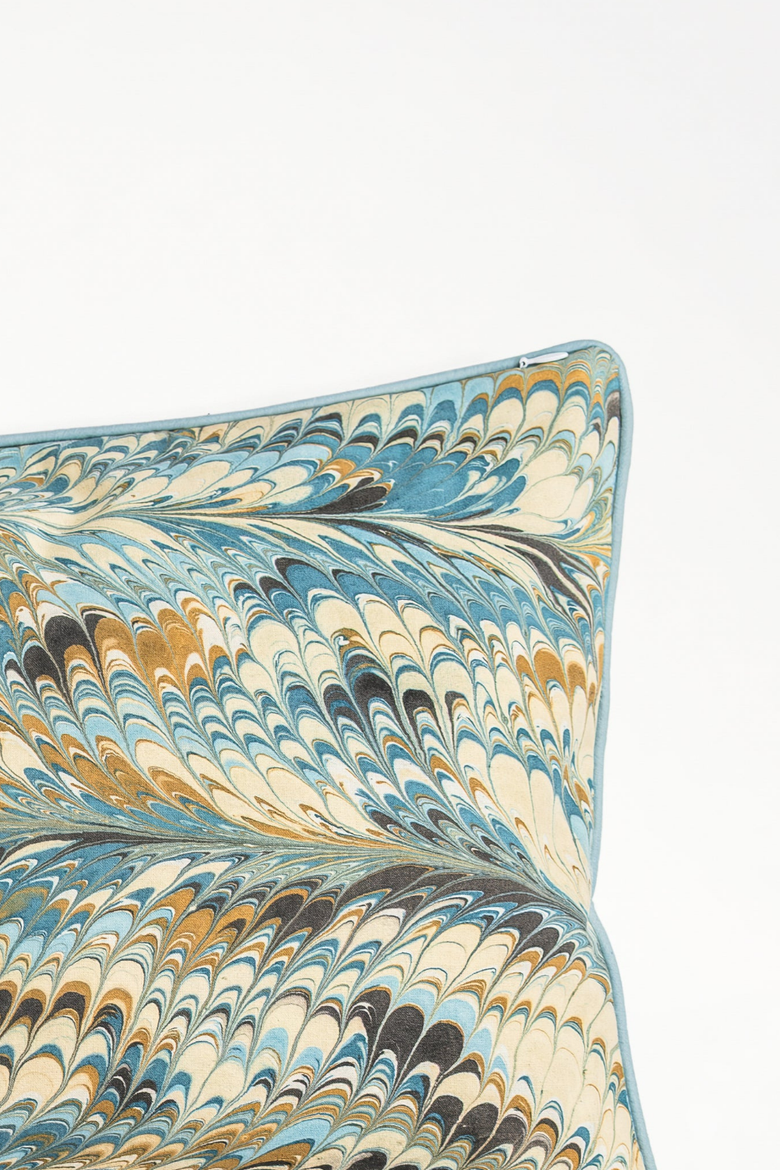 Nila Feathers Hand-Marbled Pillow - Cover Only, Alternate, color, Nila