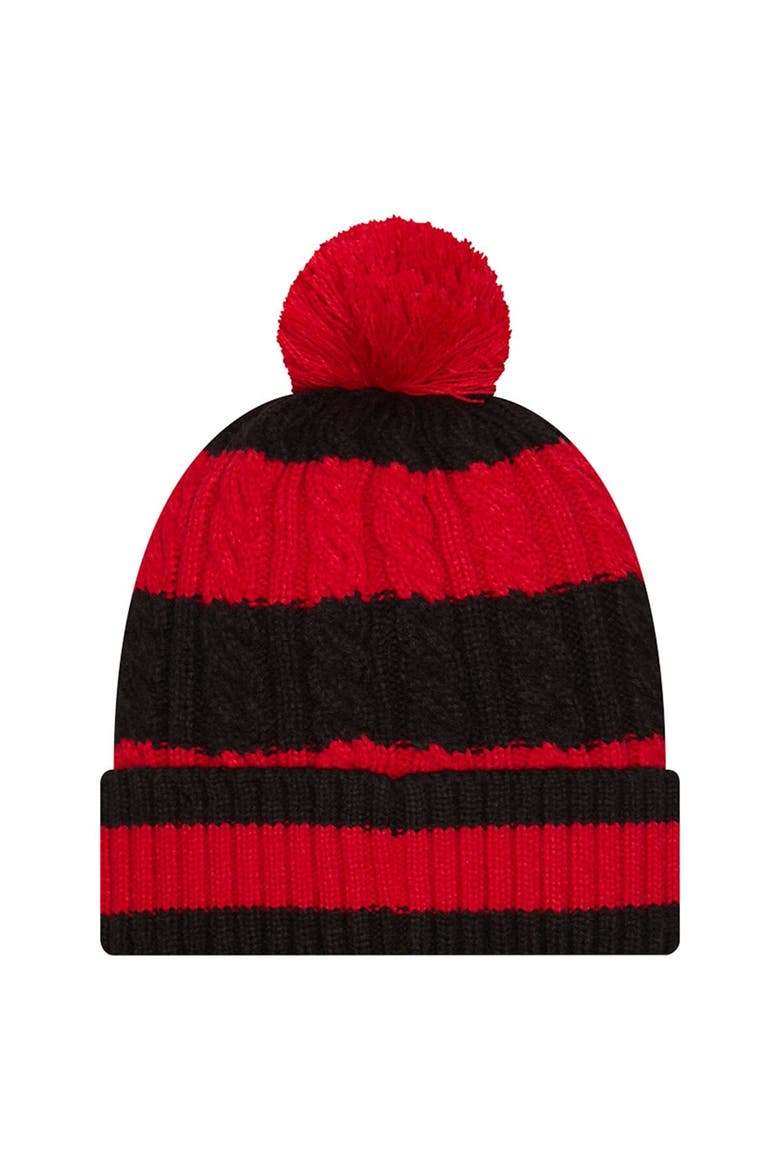 Women's New Era Scarlet San Francisco 49ers Braided Cuffed Knit Hat with Pom, Alternate, color, Scarlet