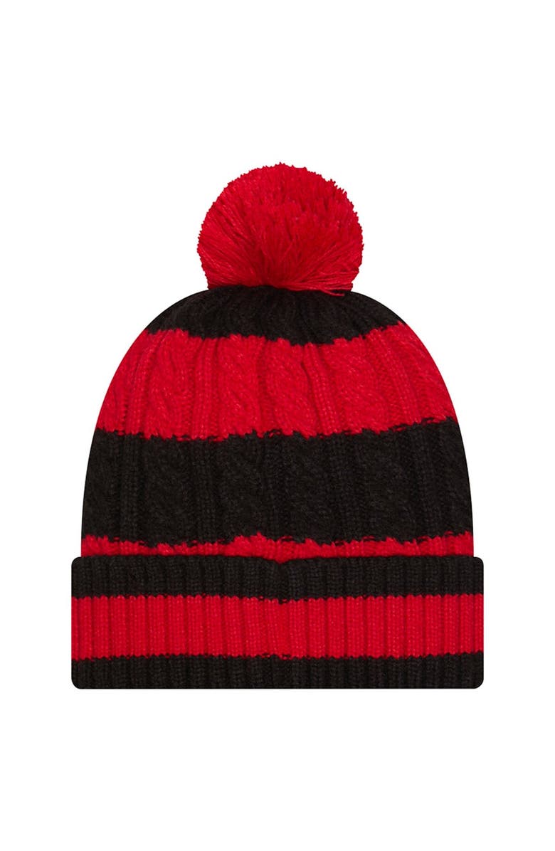 New Era Women's New Era Scarlet San Francisco 49ers Braided Cuffed Knit Hat with Pom, Alternate, color, Scarlet