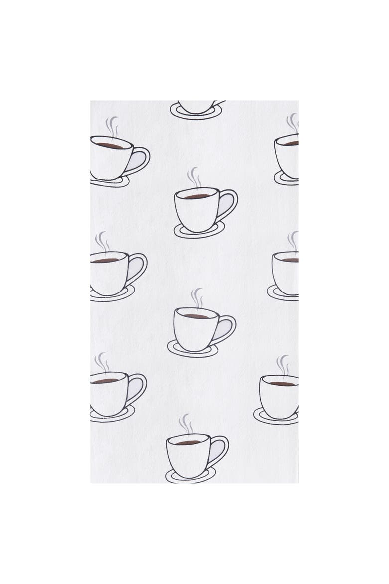 Coffee Cups Embroidered Cotton Flour Sack Kitchen Towel, Main, color, White