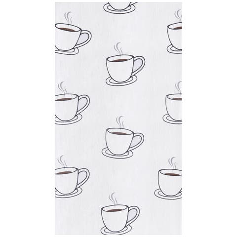 Coffee Cups Embroidered Cotton Flour Sack Kitchen Towel