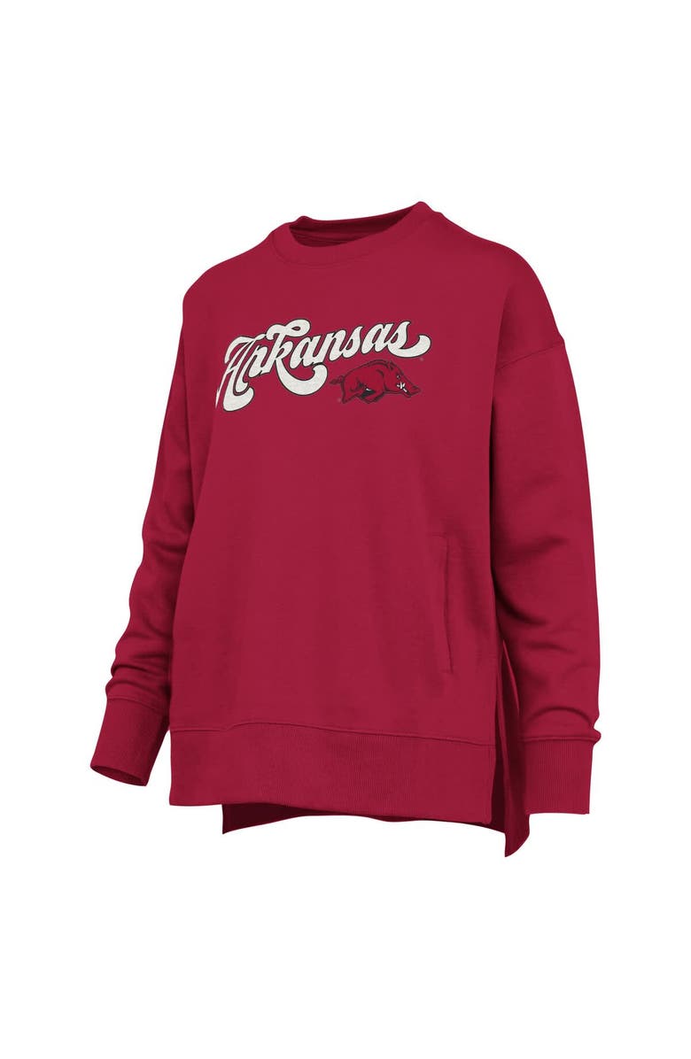 PRESSBOX Women's Pressbox Cardinal Arkansas Razorbacks Bonanza Chenille Harper Script Sweatshirt, Alternate, color, Cardinal