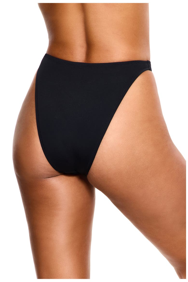 Solid Black High Waist High Leg Bikini Bottom Swimsuit, Alternate, color, Black