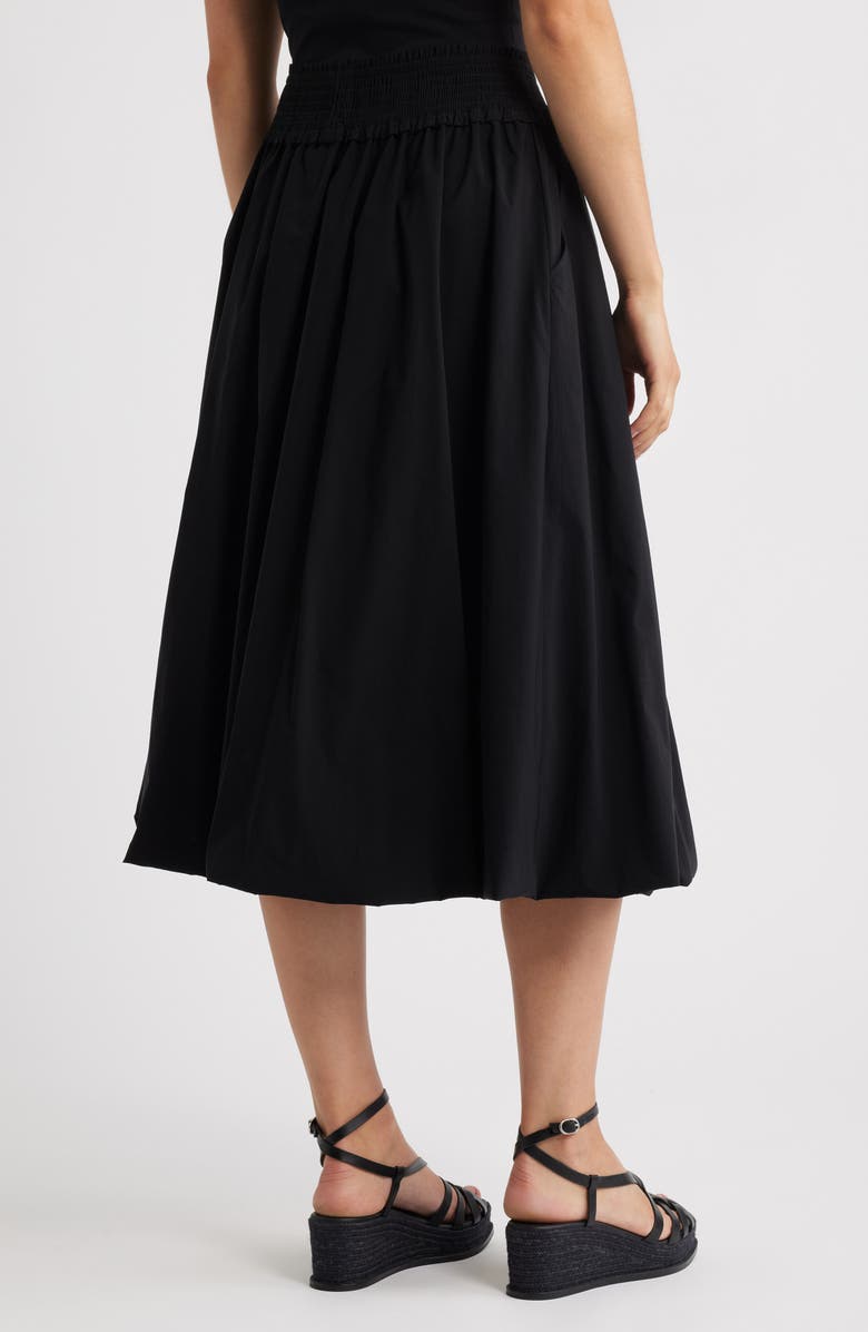 Wit & Wisdom Smocked Waist Bubble Hem Midi Skirt, Alternate, color, Black