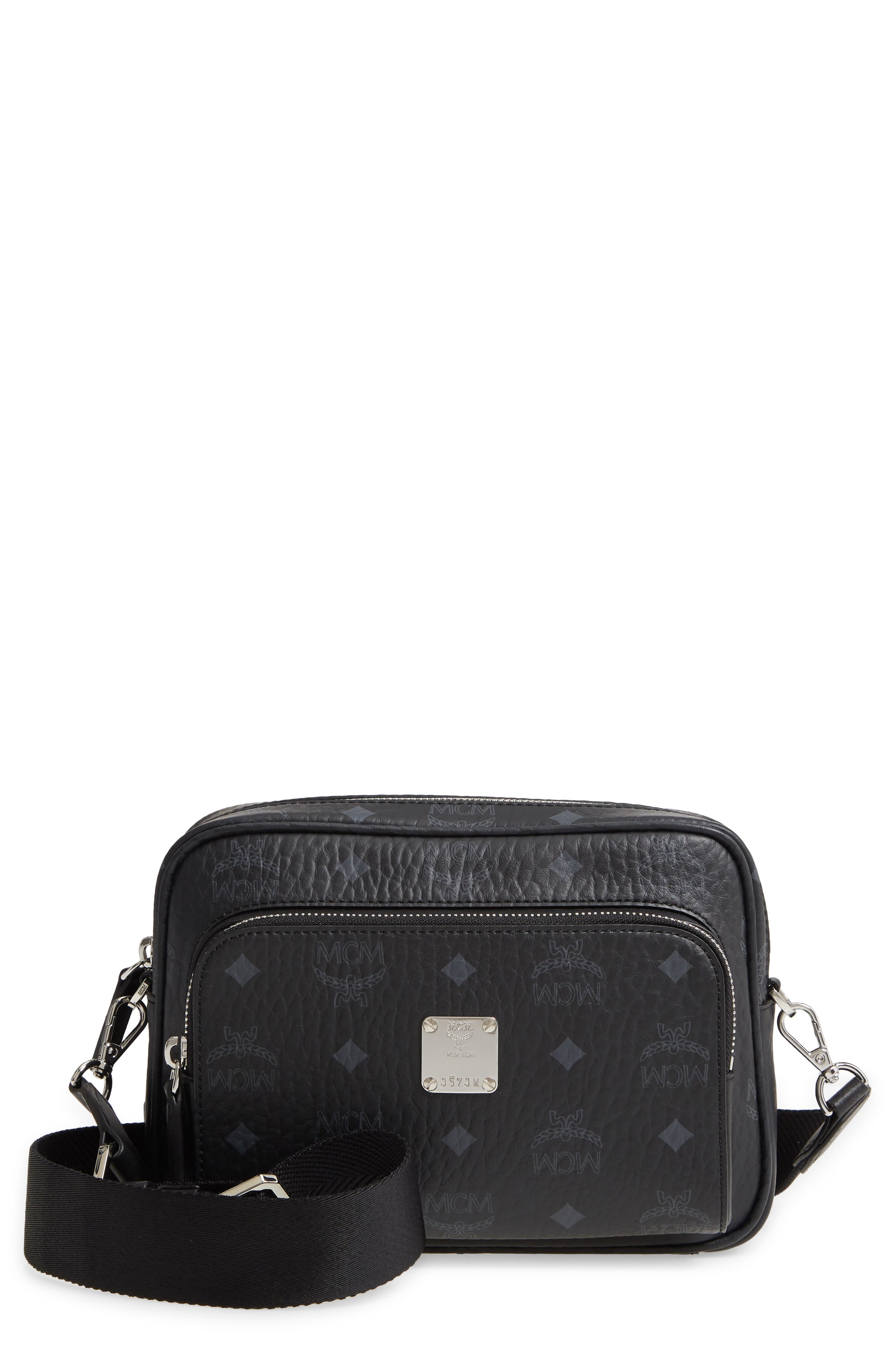 Aren Crossbody in Visetos, Main, color, BLACK
