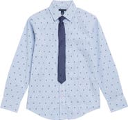 Tommy Hilfiger Kids' H Print Stretch Dress Shirt with Tie