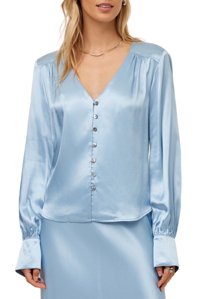 Jackie Shirred Satin Top, Main, color, GLACIER