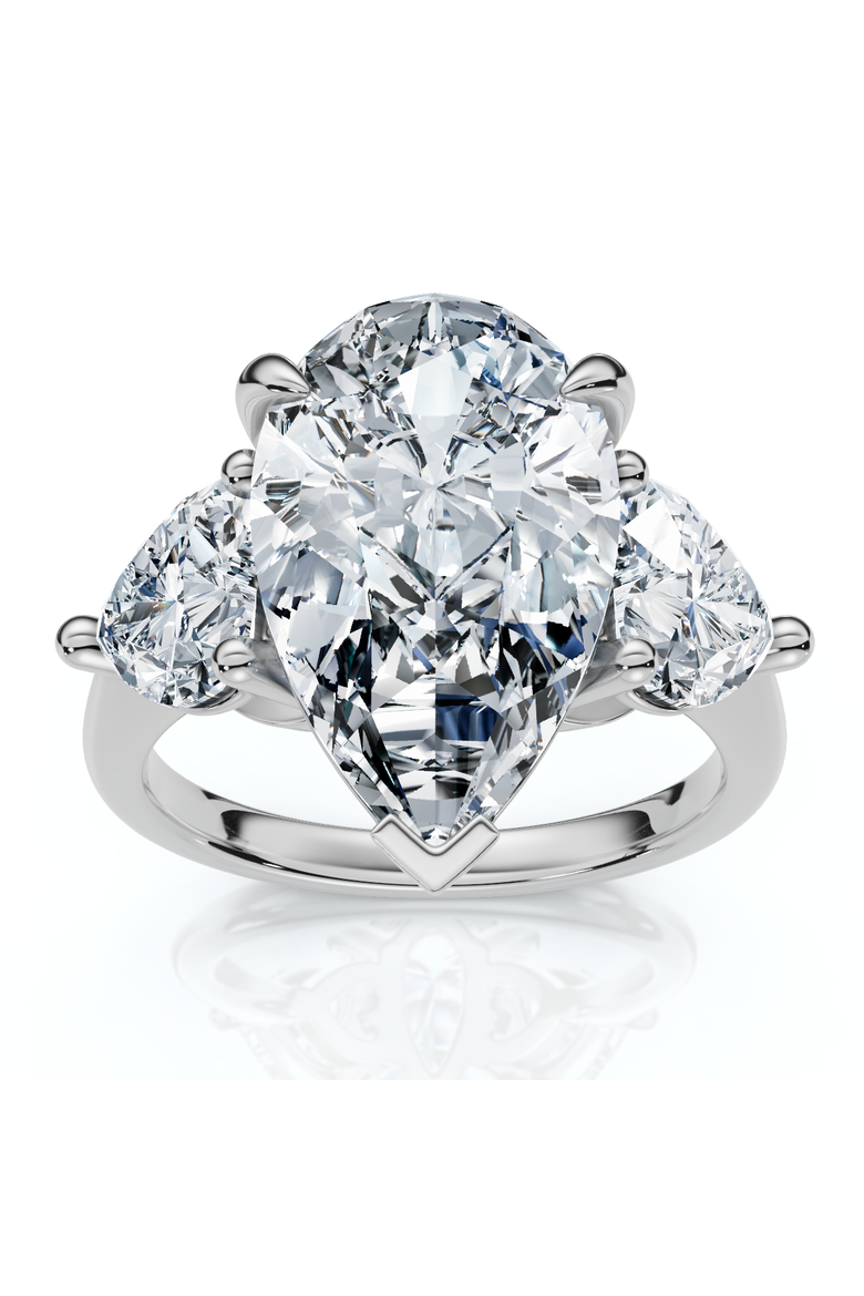5 1/2Ct Pear & Heart Certified Diamond Engagement Ring Lab Grown, Main, color, 14k White Gold
