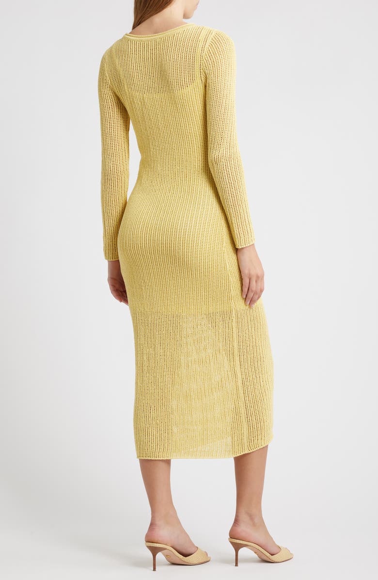 WAYF Sunny Open Stitch Long Sleeve Sweater Dress, Alternate, color, Golden Yellow