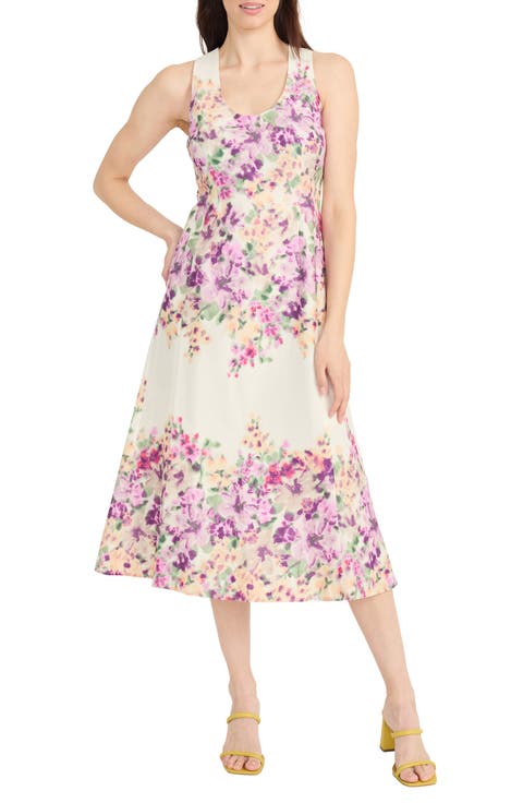 Floral Sleeveless Cotton Midi Dress