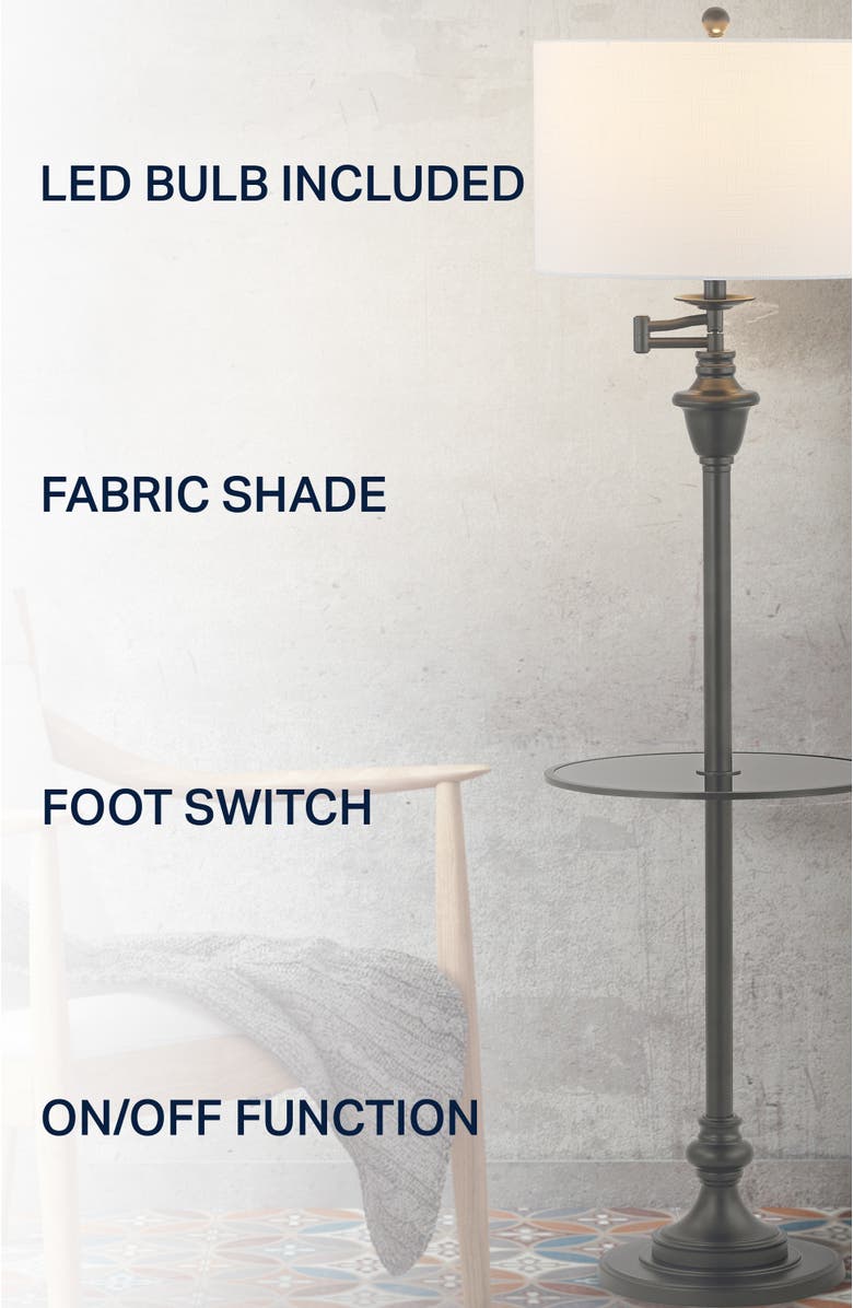 JONATHAN Y Cora 60" Metal/Glass LED Side Table and Floor Lamp, Alternate, color, Black