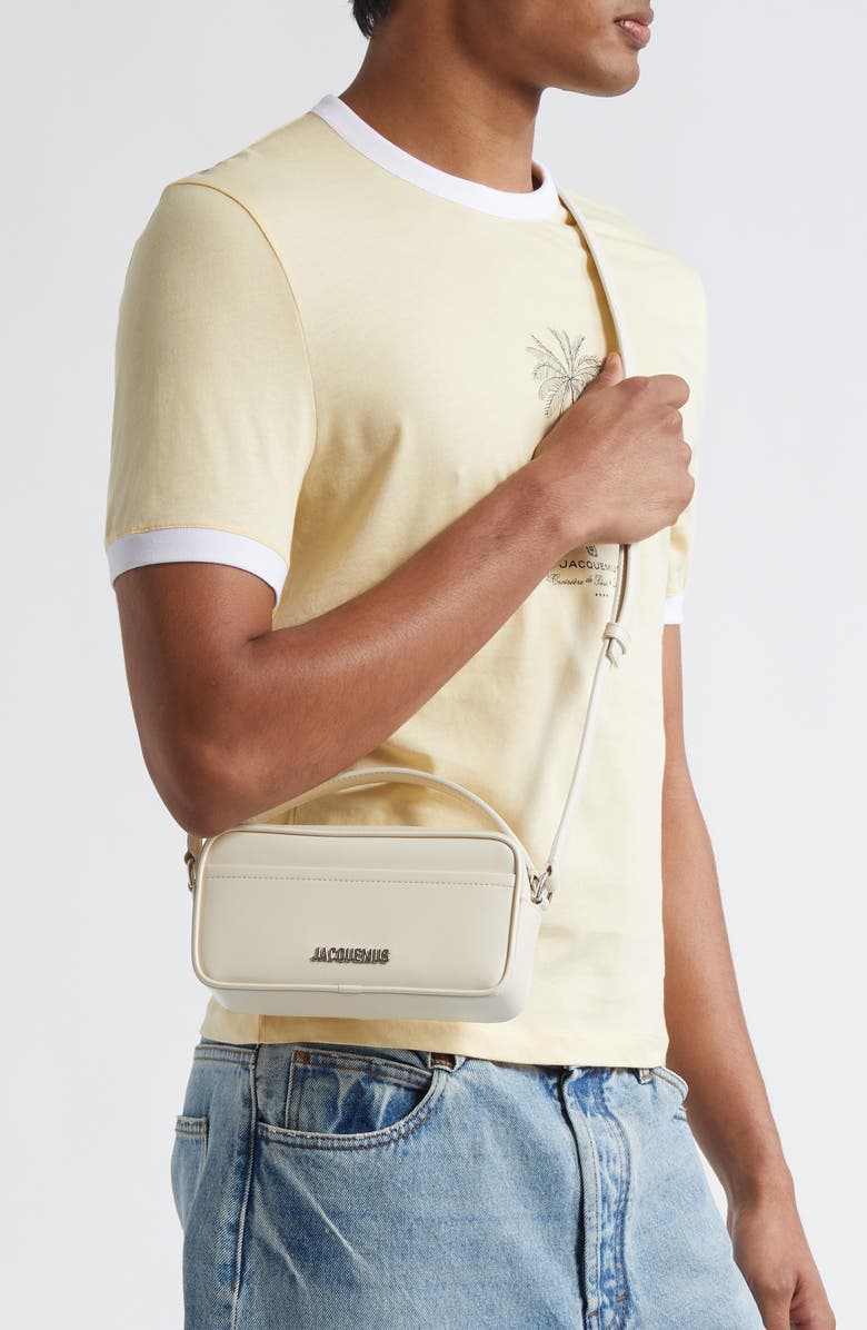 Jacquemus Le Baneto Leather Camera Bag, Alternate, color, Ivory