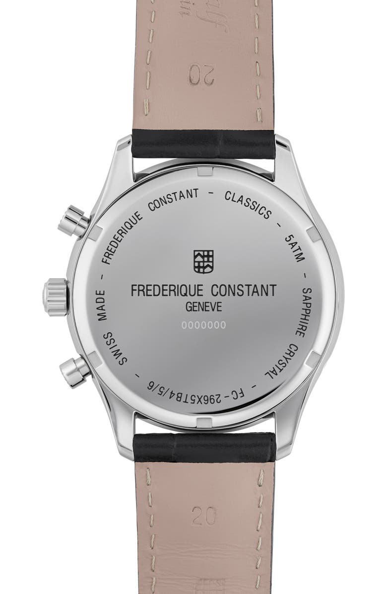 FREDERIQUE CONSTANT Classics Chronograph Leather Strap Watch, 40mm, Alternate, color, Silver-Tone