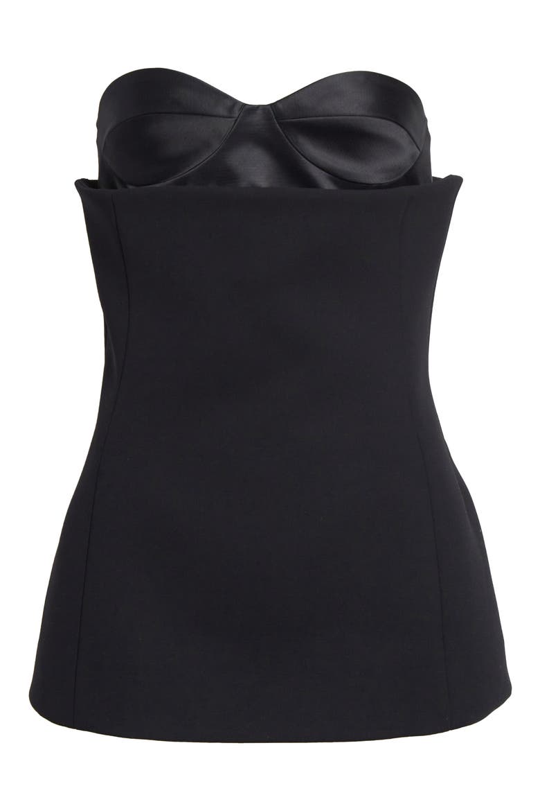 Ayla Strapless Satin Back Crepe Bustier Top, Alternate, color, BLACK
