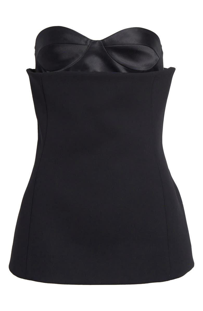 Khaite Ayla Strapless Satin Back Crepe Bustier Top, Alternate, color, Black